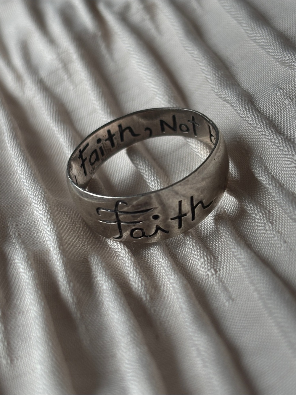 Faith Script Sterling-Style Inspirational Ring in Silver Tone